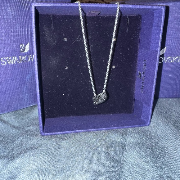 Brand New Swarovski Black Swan Silver Crystal Necklace - Picture 3 of 5